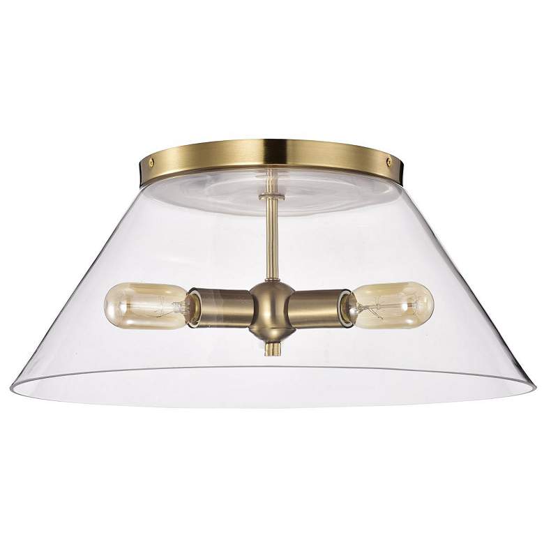 Image 1 Dover; 3 Light; Large Flush Mount; Vintage Brass with Clear Glass