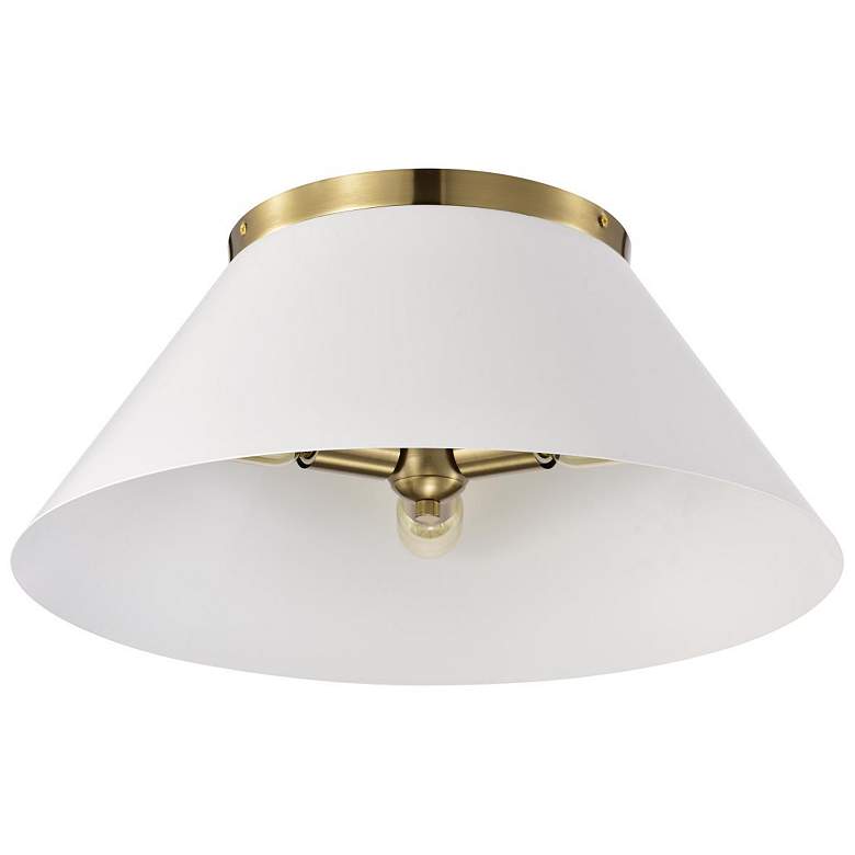 Image 1 Dover; 3 Light; Large Flush Mount; White with Vintage Brass