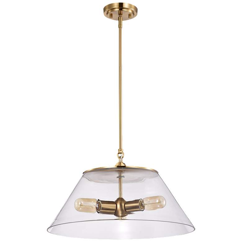 Image 1 Dover; 3 Light; Large Pendant; Vintage Brass with Clear Glass