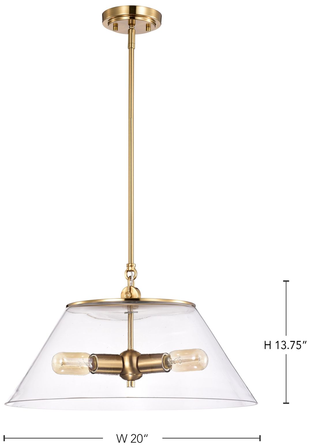 Dover; 3 Light; Large Pendant; Vintage Brass with Clear Glass