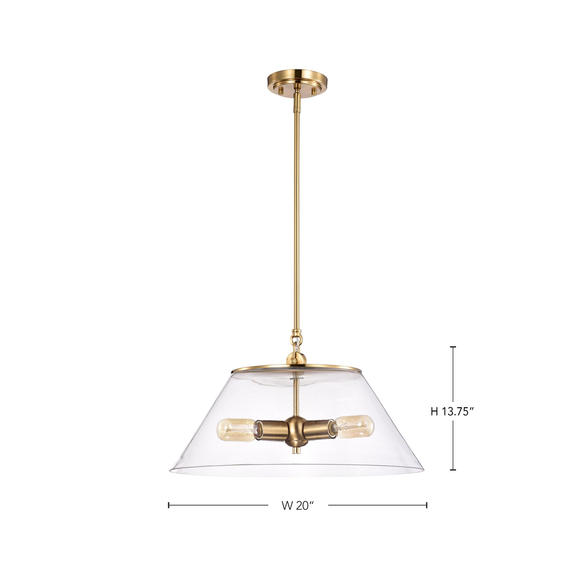 Dover; 3 Light; Large Pendant; Vintage Brass with Clear Glass