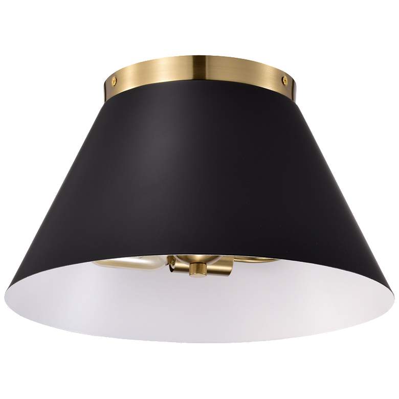 Image 1 Dover; 3 Light; Small Flush Mount; Black with Vintage Brass