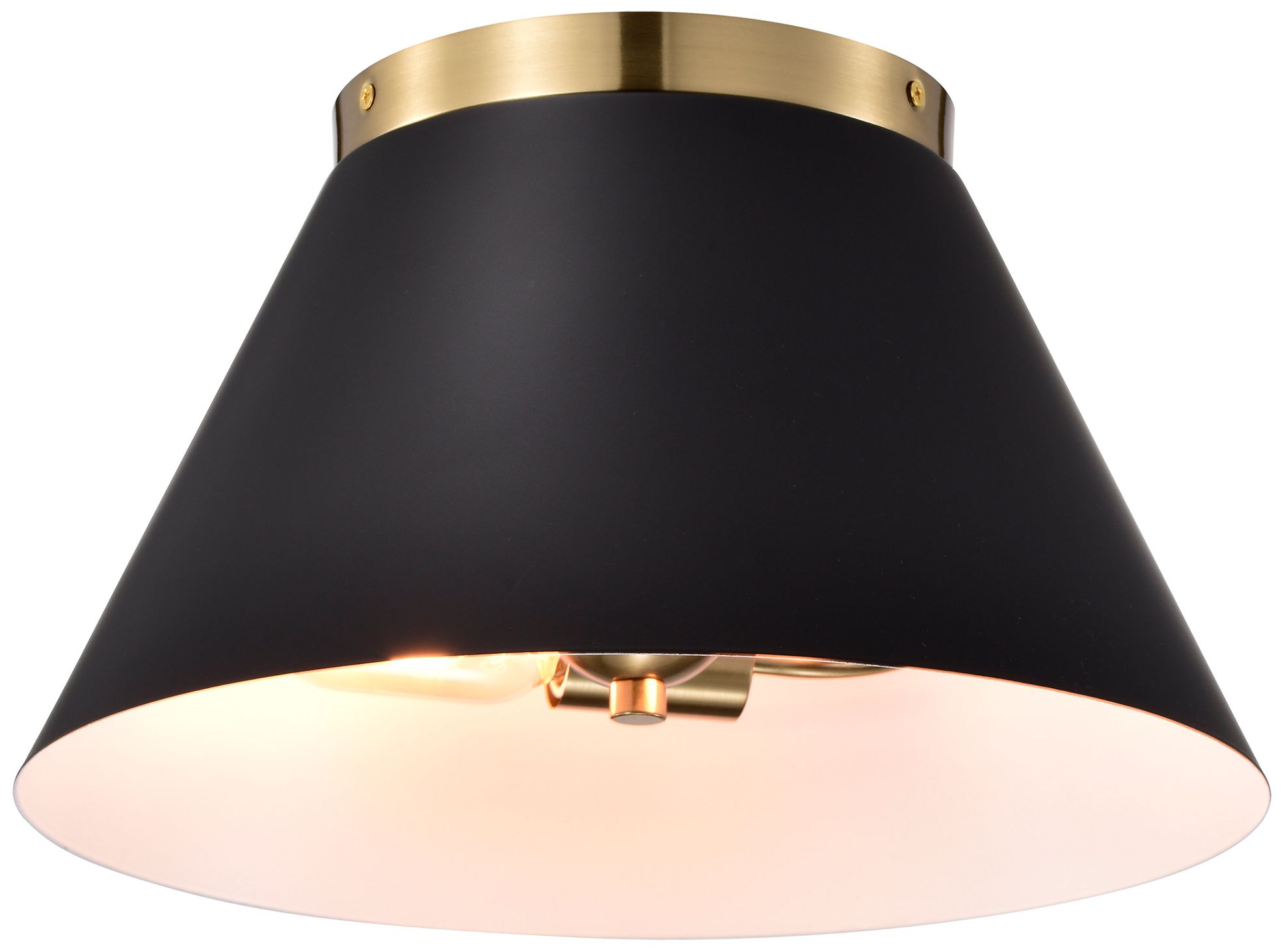 Image 4 Dover; 3 Light; Small Flush Mount; Black with Vintage Brass more views