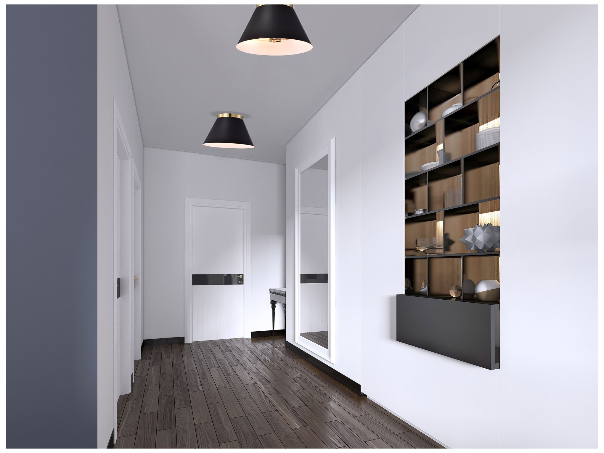 Image 7 Dover; 3 Light; Small Flush Mount; Black with Vintage Brass more views