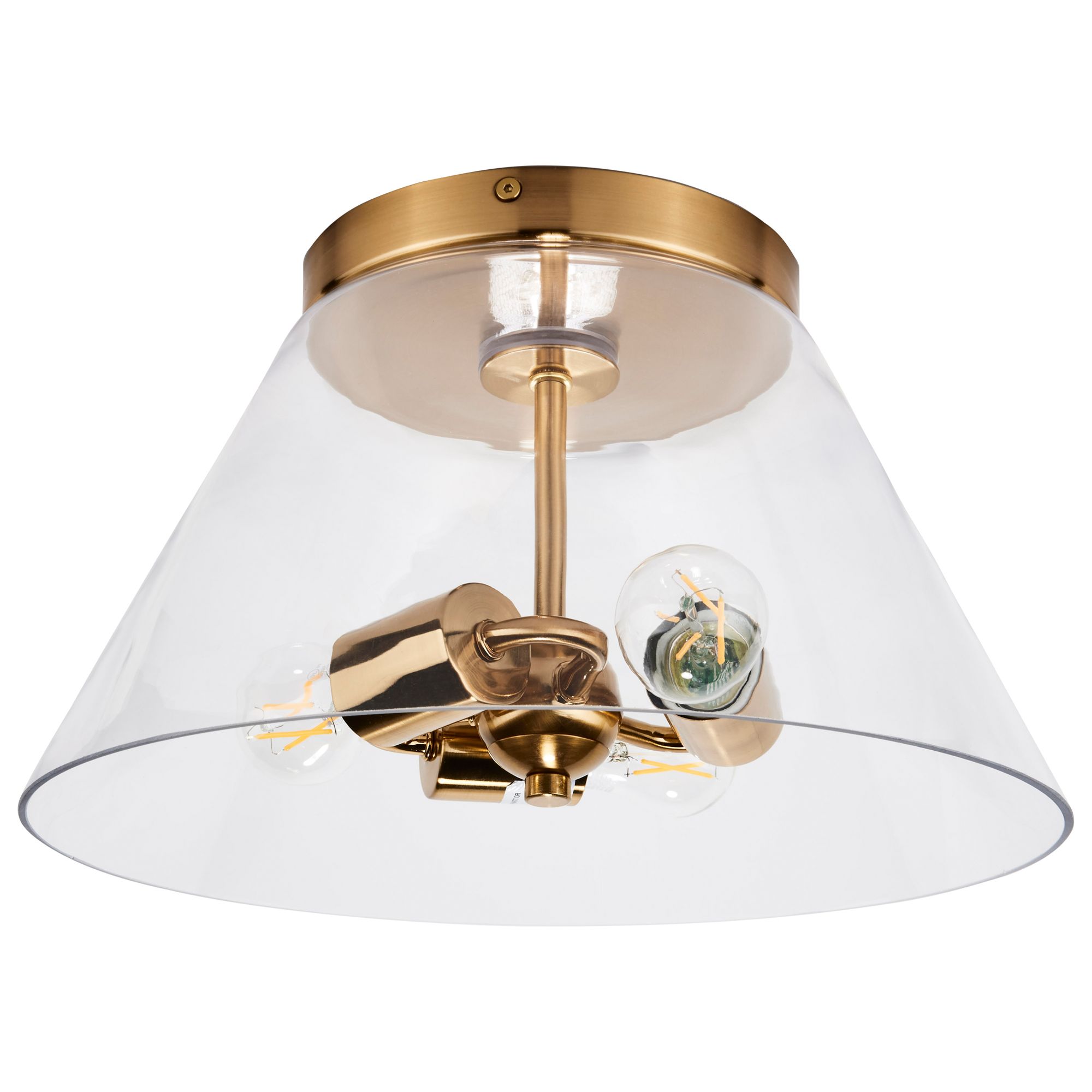 Image 5 Dover; 3 Light; Small Flush Mount; Vintage Brass with Clear Glass more views