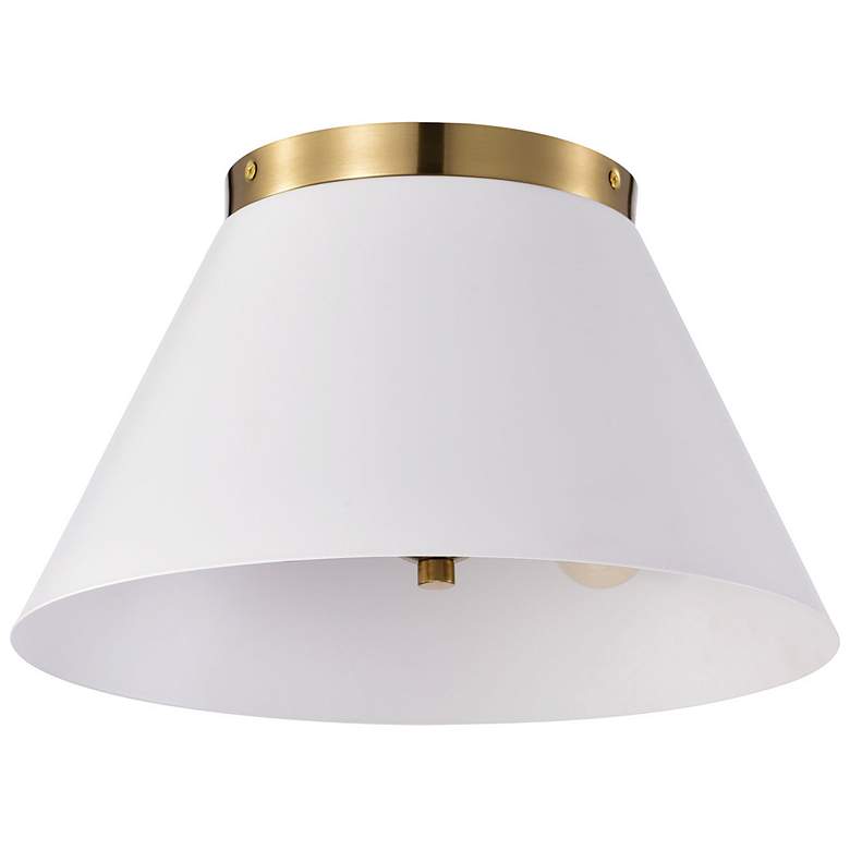 Image 1 Dover; 3 Light; Small Flush Mount; White with Vintage Brass