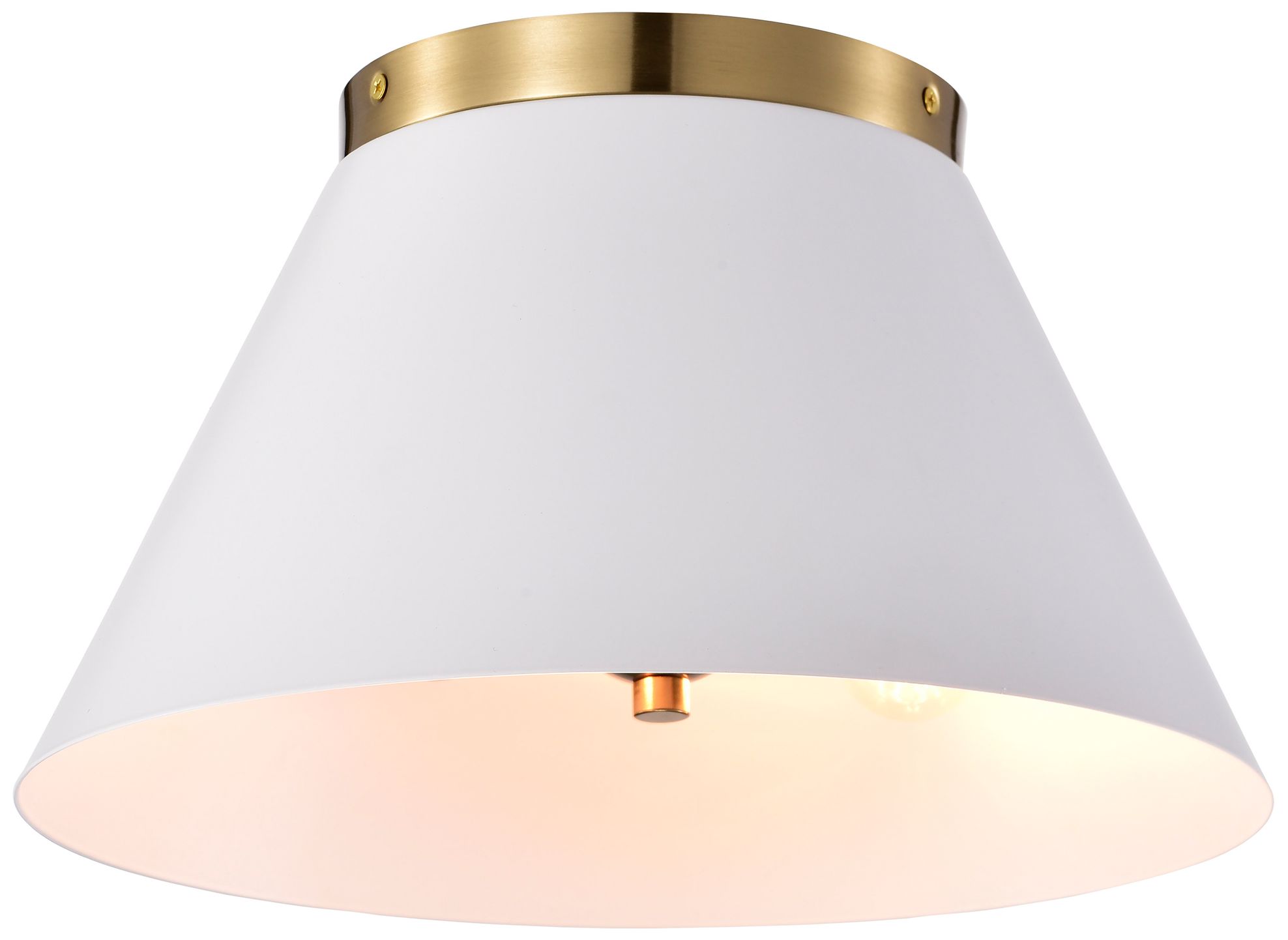 Image 3 Dover; 3 Light; Small Flush Mount; White with Vintage Brass more views