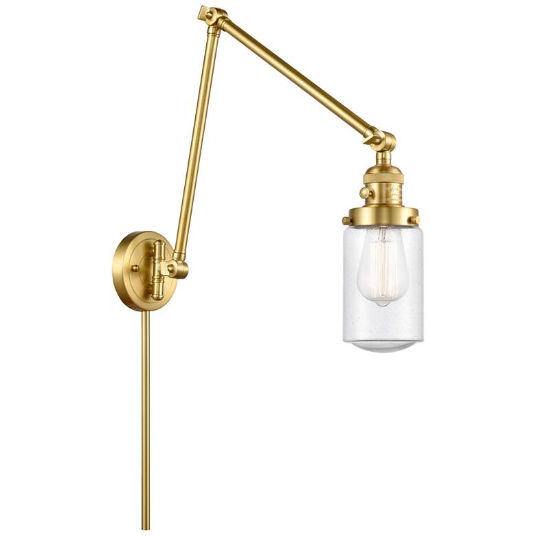 Image 1 Dover 30.75" High Satin Gold Double Extension Swing Arm w/ Seedy Shade