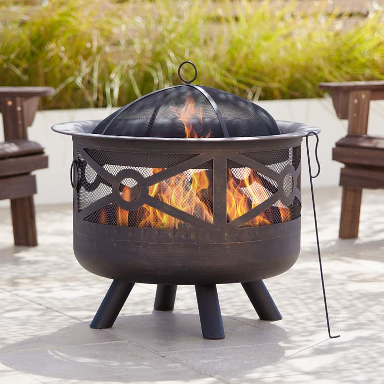Image 1 Dover 30 inch Wide Round Bronze Wood Burning Fire Pit