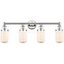 Dover 33.5"W 4 Light Polished Nickel Bath Vanity Light With White Shad