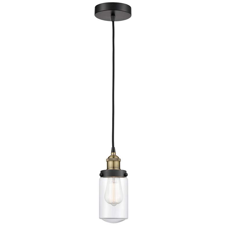 Image 1 Dover 4.5 inch Wide Black Brass Corded Mini Pendant With Clear Shade
