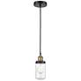Dover 4.5" Wide Black Brass Corded Mini Pendant With Clear Shade