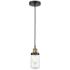Dover 4.5" Wide Black Brass Corded Mini Pendant With Clear Shade