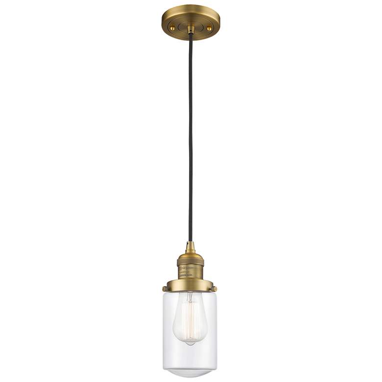 Image 1 Dover 4.5" Wide Brushed Brass Corded Mini Pendant w/ Clear Shade