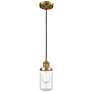 Dover 4.5" Wide Brushed Brass Corded Mini Pendant w/ Seedy Shade