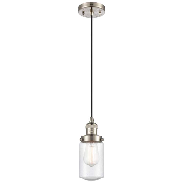 Image 1 Dover 4.5" Wide Brushed Satin Nickel Corded Mini Pendant w/ Seedy Shad