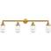Dover 43" Wide 4 Light Satin Gold Bath Vanity Light w/ Clear Shade