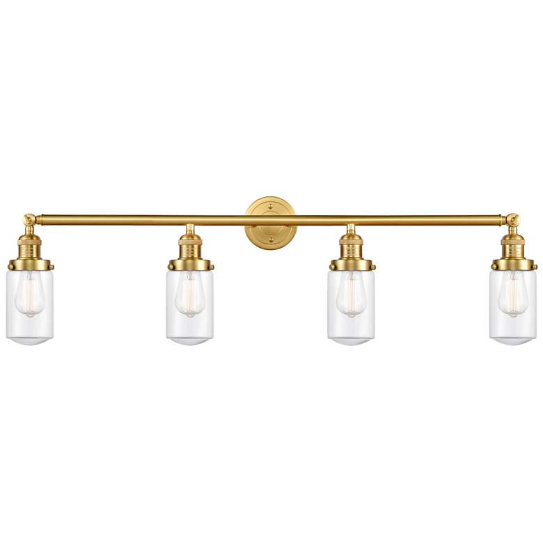 Image 1 Dover 43 inch Wide 4 Light Satin Gold Bath Vanity Light w/ Clear Shade