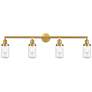 Dover 43" Wide 4 Light Satin Gold Bath Vanity Light w/ Clear Shade