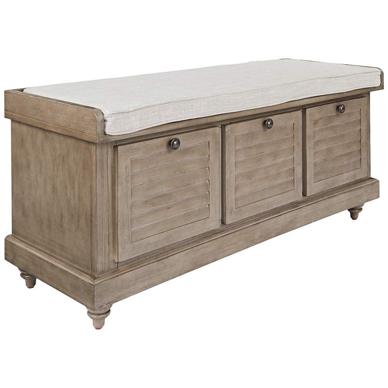 Image 1 Dover 44 inch Wide Antique Gray Wood Storage Bench