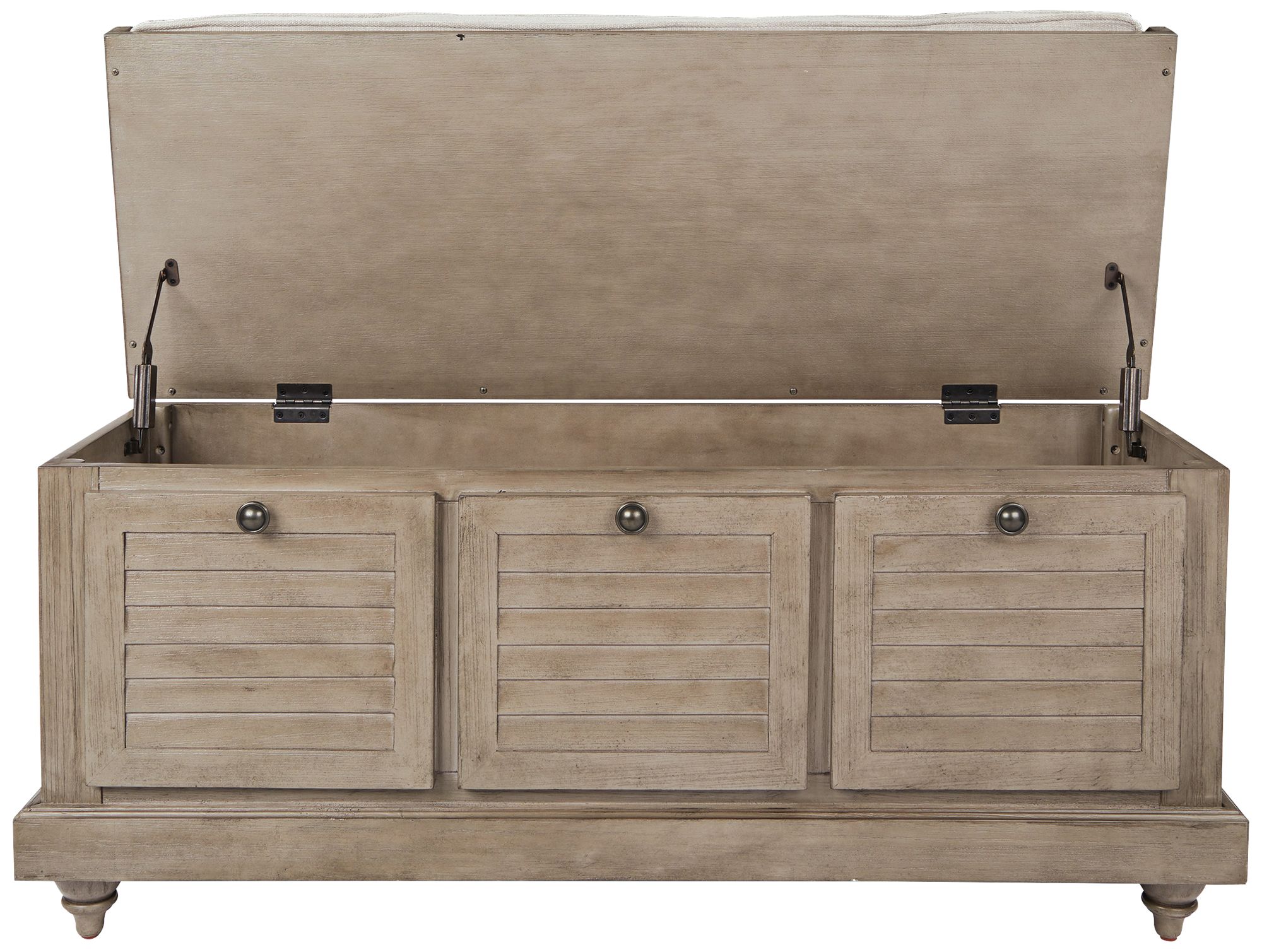 Image 3 Dover 44" Wide Antique Gray Wood Storage Bench more views