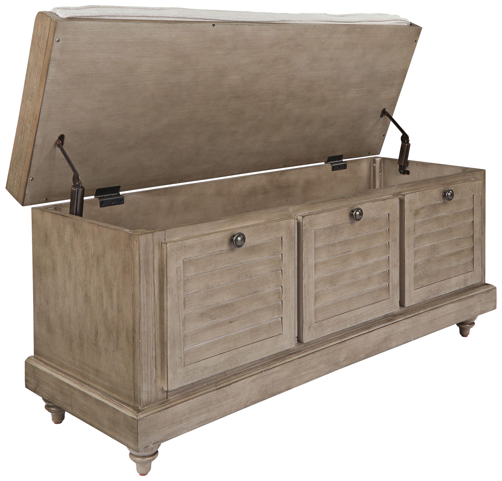 Image 4 Dover 44" Wide Antique Gray Wood Storage Bench more views