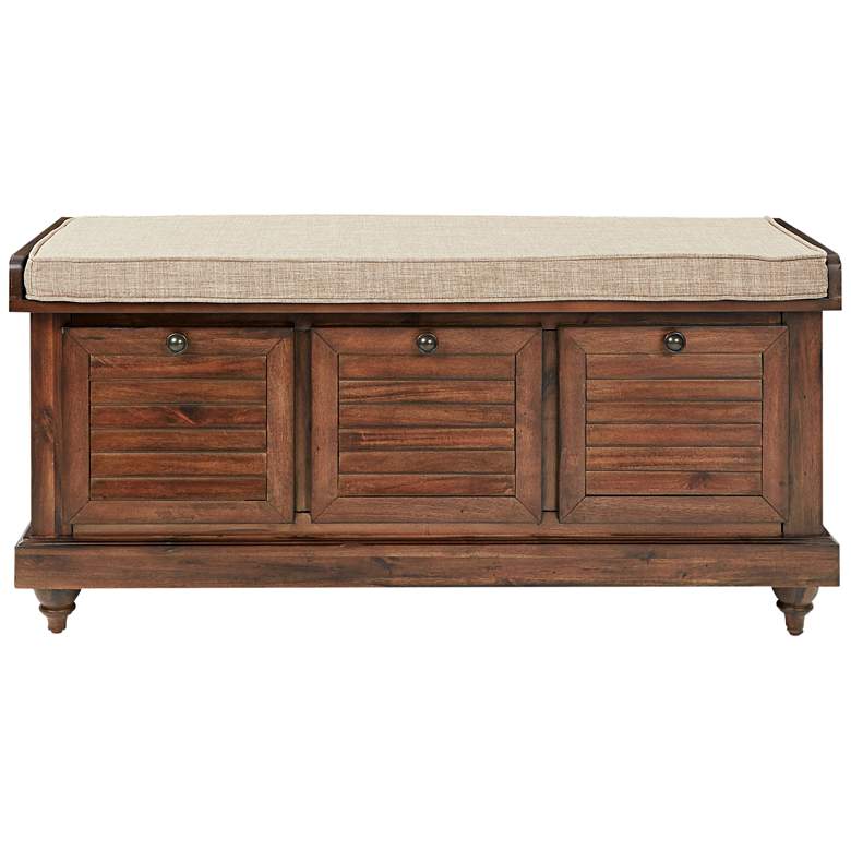 Image 1 Dover 44" Wide Brown Wood Storage Bench