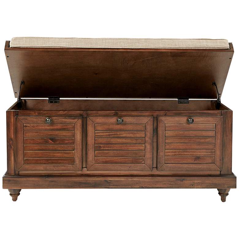 Image 2 Dover 44" Wide Brown Wood Storage Bench more views