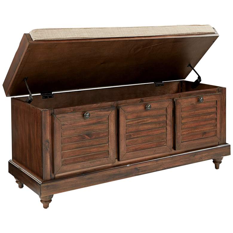 Image 3 Dover 44" Wide Brown Wood Storage Bench more views