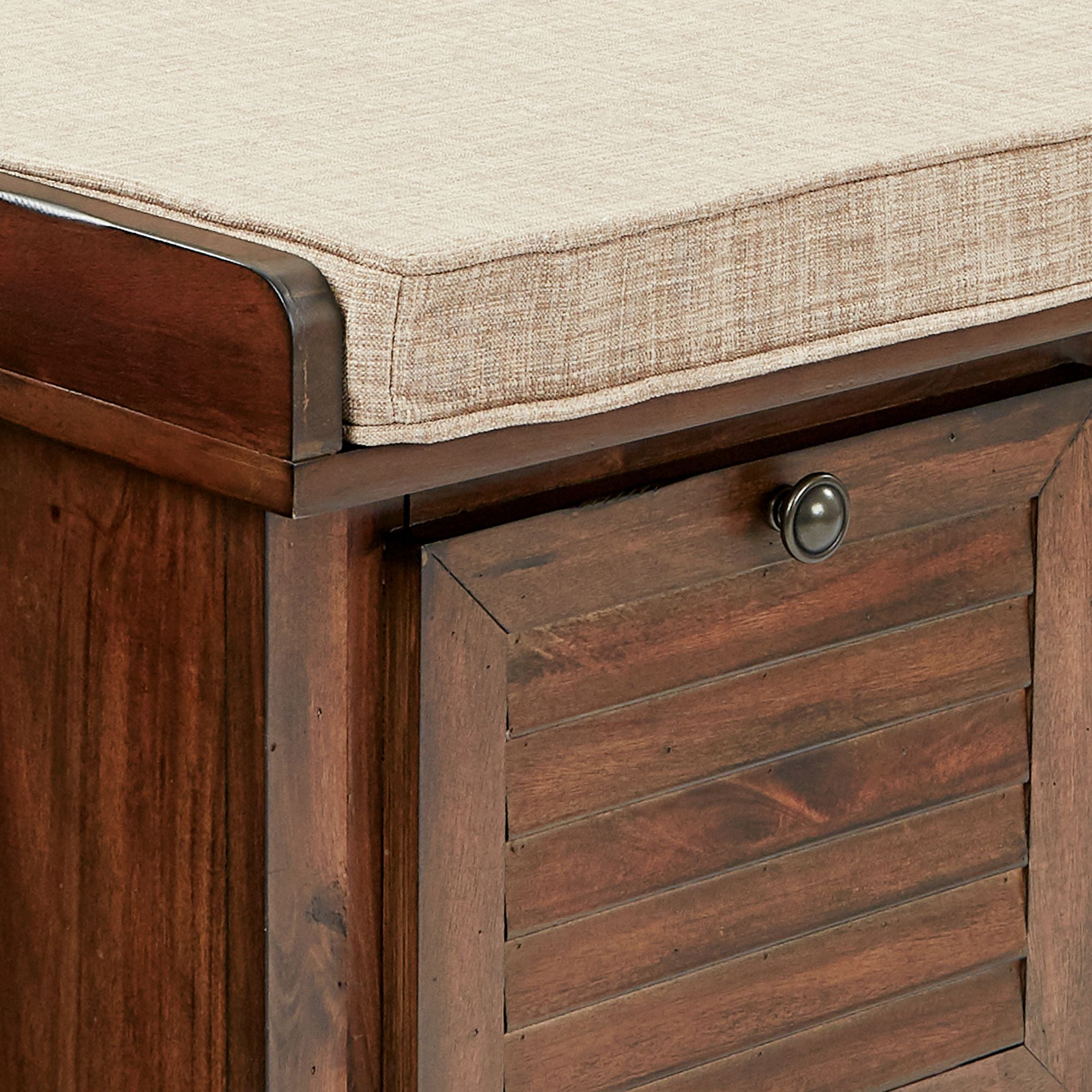 Dover 44" Wide Brown Wood Storage Bench