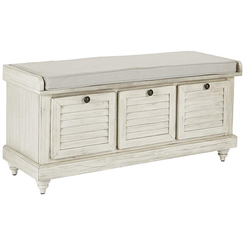 Image 1 Dover 44" Wide White Wash Wood Storage Bench