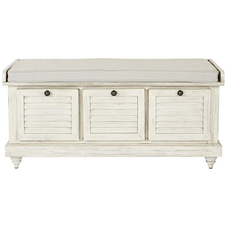 Image 2 Dover 44" Wide White Wash Wood Storage Bench more views