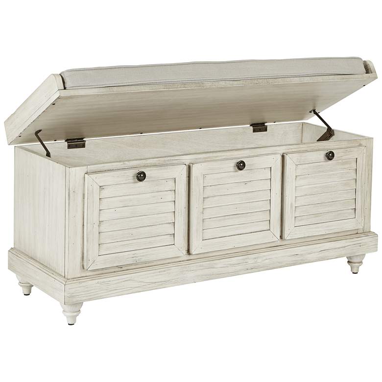 Image 3 Dover 44" Wide White Wash Wood Storage Bench more views