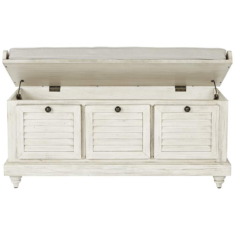Image 4 Dover 44" Wide White Wash Wood Storage Bench more views