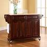Thumbnail1 of Dover 52" Cutting Board Top Mahogany Serving Cart or Bar Cart