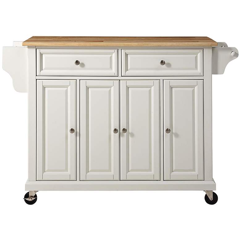 Image 2 Dover 52" Wide Cutting Board Top White Kitchen Island or Bar Cart