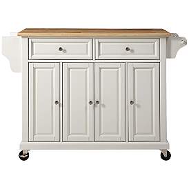 Image2 of Dover 52" Wide Cutting Board Top White Kitchen Island or Bar Cart