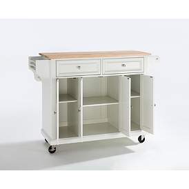 Image4 of Dover 52" Wide Cutting Board Top White Kitchen Island or Bar Cart more views