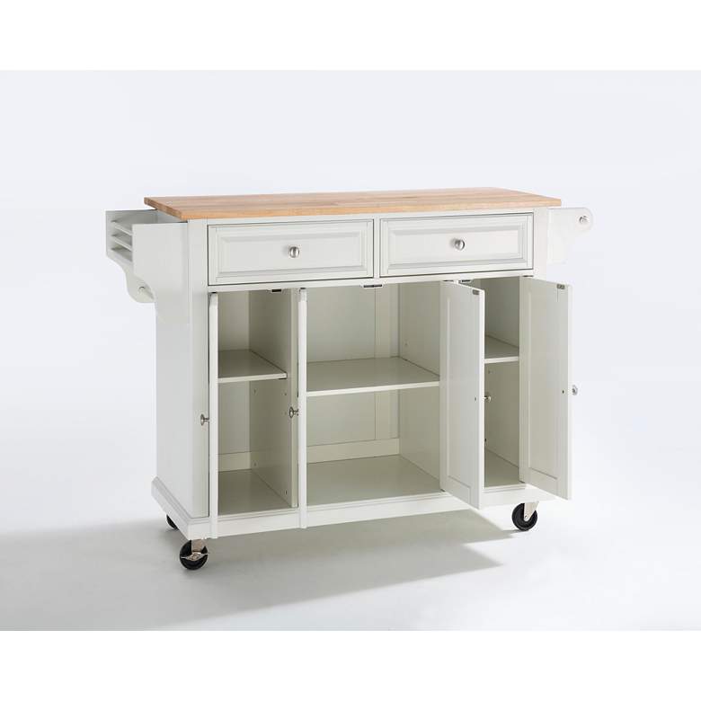 Dover 52&quot; Wide Cutting Board Top White Kitchen Island or Bar Cart more views