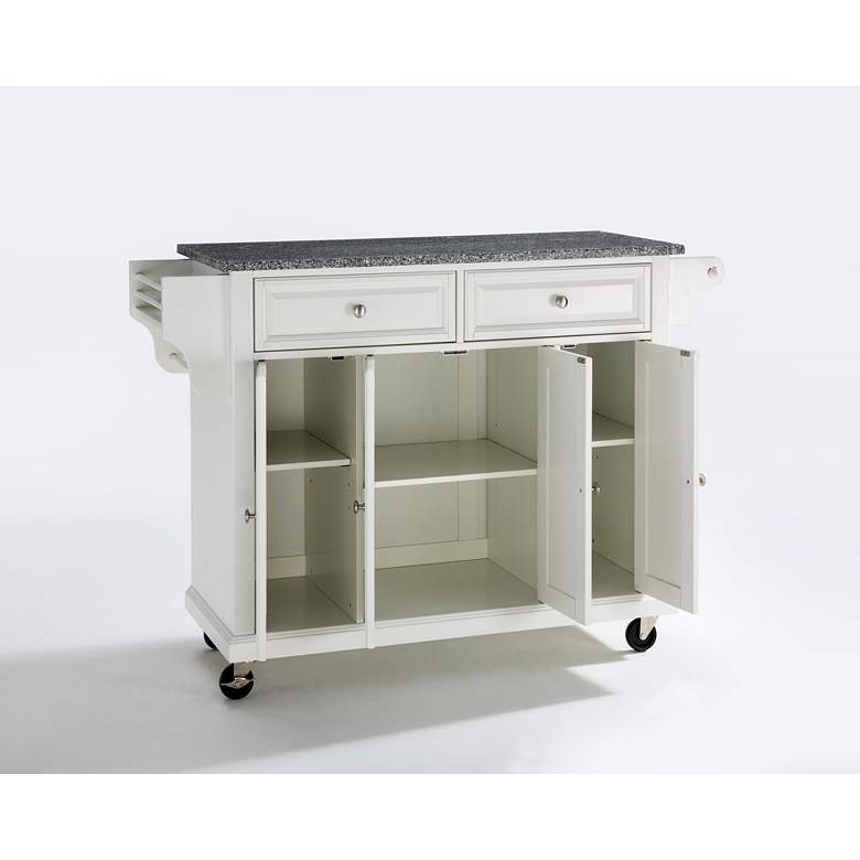 Image 4 Dover 52" Wide Granite Top White Kitchen Island Cart or Bar Cart more views