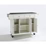 Dover 52" Wide Granite Top White Kitchen Island Cart or Bar Cart