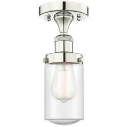 Dover 6.5&quot; Wide Polished Nickel Semi.Flush Mount With Seedy Glass Shad