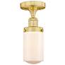 Dover 6.5" Wide Satin Gold Semi.Flush Mount With Matte White Glass Sha