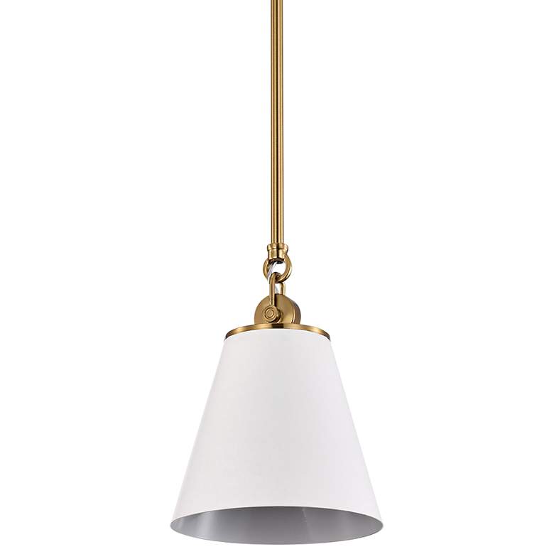 Image 2 Dover 7" Wide Vintage Brass and White Mini Pendant