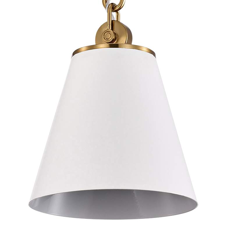Image 3 Dover 7" Wide Vintage Brass and White Mini Pendant more views
