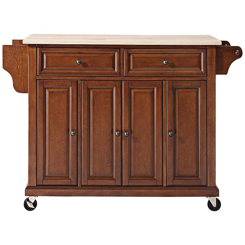 Image 1 Dover Natural Wood Top Cherry Kitchen Island Cart