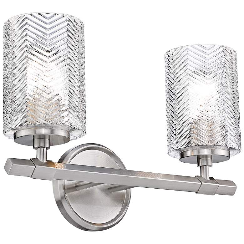 Image 1 Dover Street 14 1/4 inch Wide Brushed Nickel 2-Light Bath Light