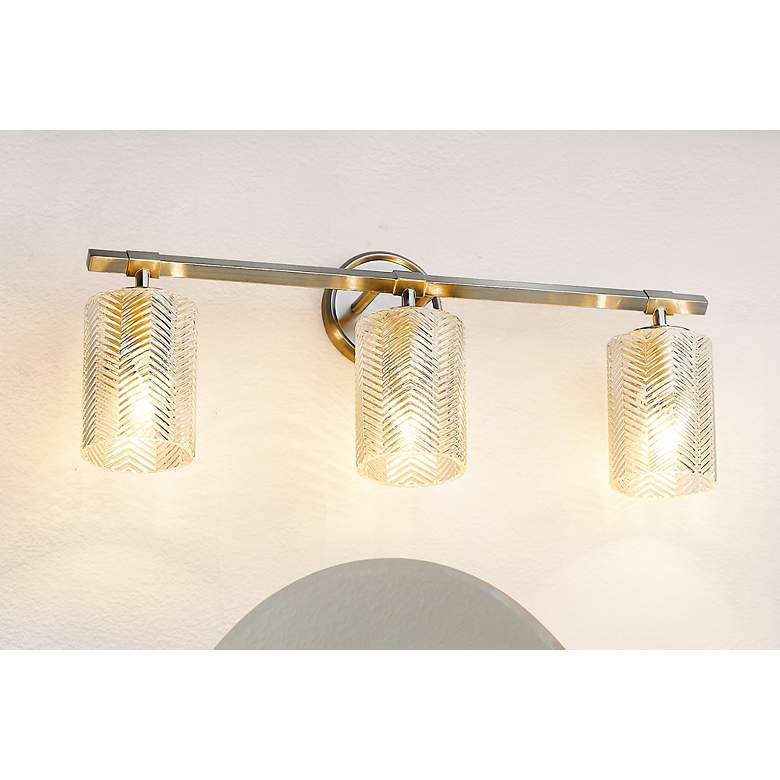 Image 2 Dover Street 24 1/2 inch Wide Brushed Nickel 3-Light Bath Light