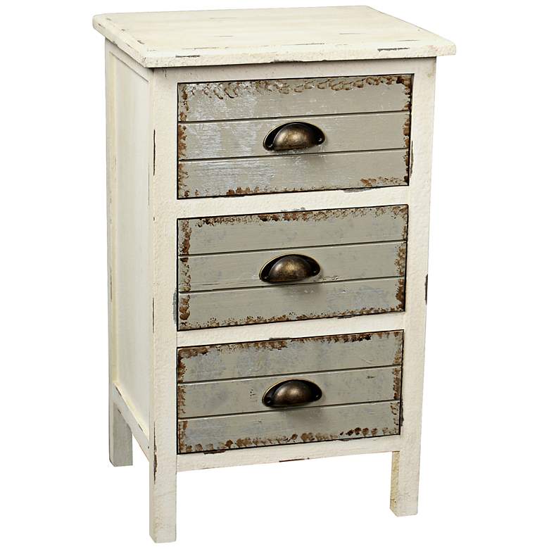 Image 1 Dover Weathered Cream 3-Drawer Accent Cabinet