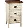 Dover Weathered Cream 3-Drawer Walnut Top Accent Cabinet
